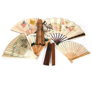Nine early 20th century Chinese fans.