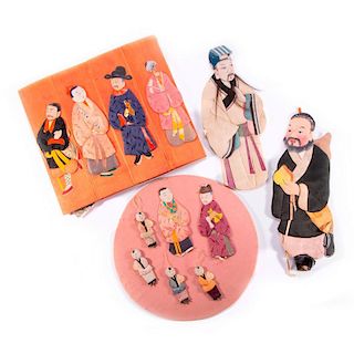 Lot of Chinese silk and paper dolls.