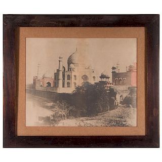 A 19th century photograph of the Taj Mahal.