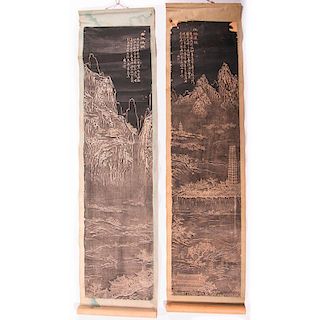 Two 19th century Chinese landscape scrolls.