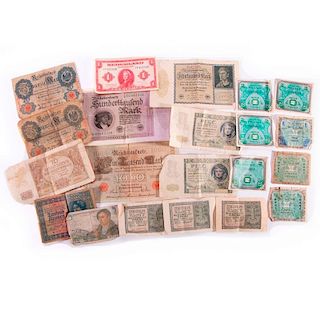 Lot of vintage European currency.