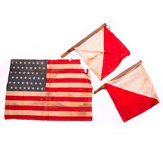 Vintage American flag and Boy Scout semaphore flags.