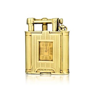 Dunhill Art Deco "Unique Dunhill" Watch on Lighter in 14K Gold