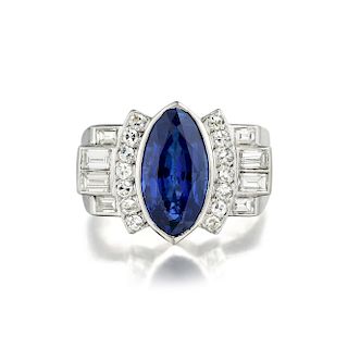 A 4.04-Carat Unheated Burmese Sapphire and Diamond Ring