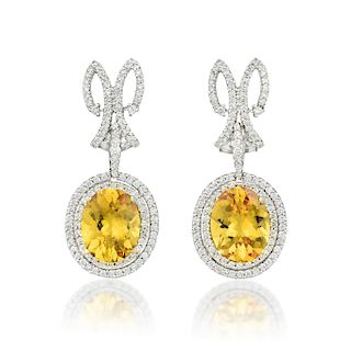 A Pair of Yellow Sapphire Drop Earrings