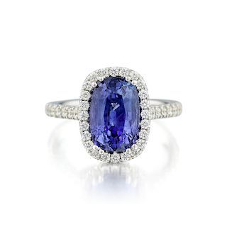 A 4.12-Carat Unheated Sapphire and Diamond Ring