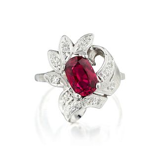 A 1.57-Carat Unheated Ruby and Diamond Ring