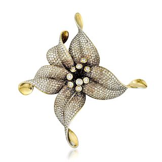A Fine Large Diamond Flower Brooch