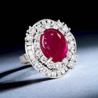 An 11.01-Carat Burmese Ruby and Diamond Ring