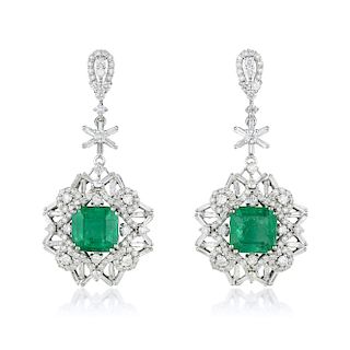Orianne Emerald and Diamond Drop Earrings