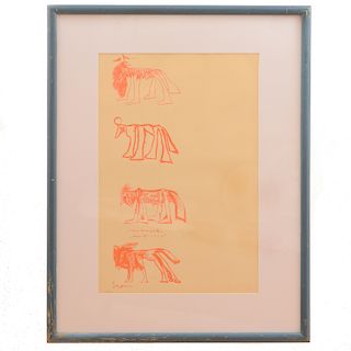 José Luis Cuevas. "Four sketch of animals". Firmada y fechada '68 en el ángulo inferior derecho. Litografía 5/100.