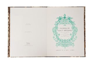 Carpeta con: Poemas de Walt Whitman. Madrid: Ediciones de la Mota, 1978. 59 p. Con una colección de 13 ilustraciones fuera de texto.