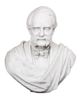 * A Carved Marble Bust Height 26 inches.