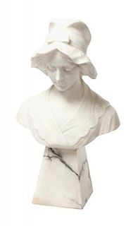 A Continental Marble Bust Height 15 3/4 inches.