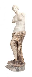 A Continental Carved Marble Figure Height 29 inches.