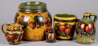 Five Peter Ompir and W. C. Wrede painted stoneware