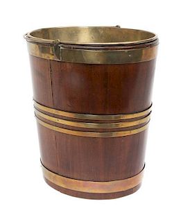 An English Regency Peat Bucket Height 15 1/2 x diameter 13 1/4 inches.
