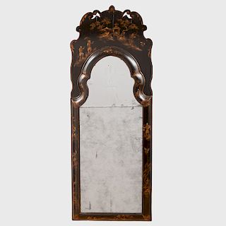 Queen Anne Black Japanned and Parcel-Gilt Mirror