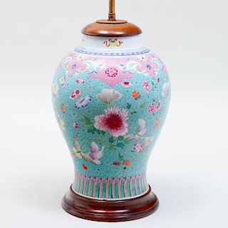 Chinese Famille Rose Jar Mounted as a Lamp