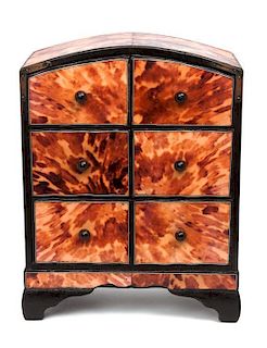A Tortoise Shell Jewelry Box Height 12 x width 9 1/2 x depth 4 3/4 inches.