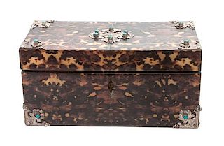 A Continental Tortoise Shell Box Height 5 3/4 x width 12 x depth 5 3/4 inches.