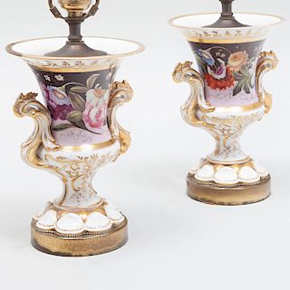 Pair of English Porcelain Vases Mounted as Lamps