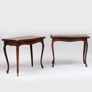 Fine Pair of George III Serpentine-Fronted Carved Mahogany Card Tables