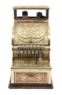 * An American Brass Cash Register Height 22 x width 18 x depth 15 inches.