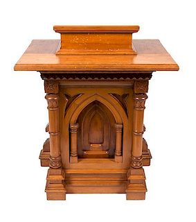 * A Gothic Revival Oak Lectern Height 49 x width 33 x depth 23 inches.
