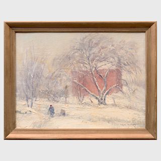 Johann Berthelsen (1883-1972): Snow Scene in Connecticut