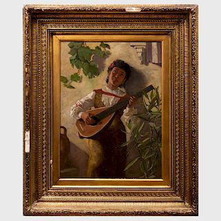 Atrributed to Edwin Harris (1855-1906): Gypsie Guitar Player