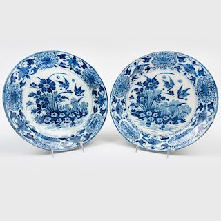 Pair of Dutch Delft Blue and White Large Dishes
