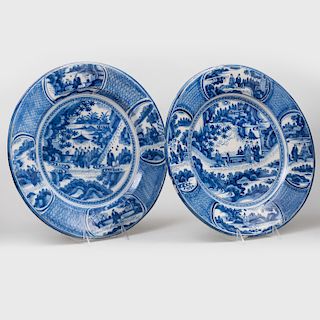 Pair of Dutch Delft Blue and White Large Chargers
