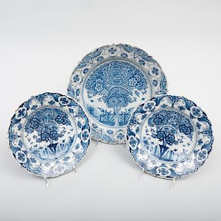 Group of Three Delft Plates