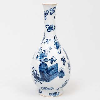 Dutch Delft Blue and White Bottle Vase