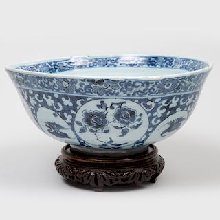 Dutch Delft Blue and White Punch Bowl