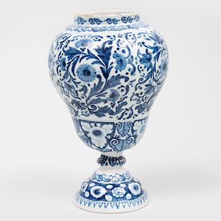 Dutch Delft Blue and White Pear Shaped Vase