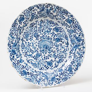 Dutch Delft Blue and White Large Dish