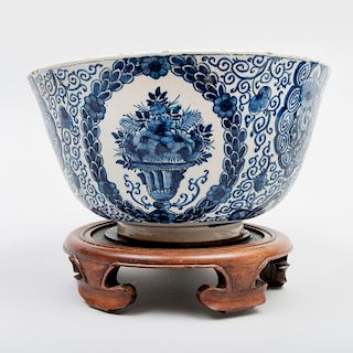 Large Dutch Delft Blue and White Punch Bowl