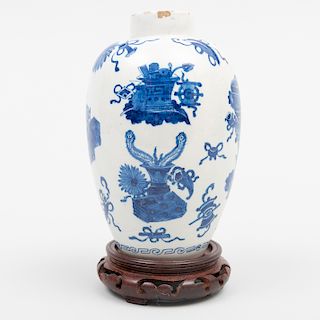 Dutch Delft Blue and White Ovoid Vase