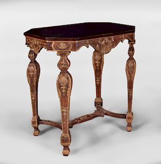 Continental Baroque Style Painted and Parcel-Gilt Side Table