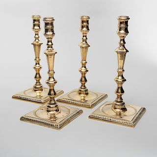 Set of Four George II Bronze Candlesticks