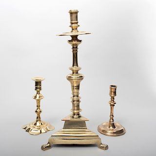 Set of Three Baroque Bronze Candlesticks