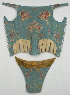 SILK CORSET and STOMACHER, AMERICAN or EUROPEAN, 18th C.