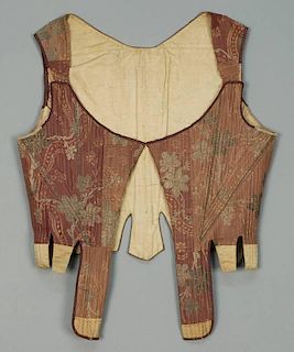 METALLIC BROCADE BODICE with STAYS, FRENCH, c. 1750.