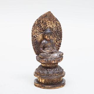 Gilt-Lacquer Figure of Buddha Seated on a Lotus