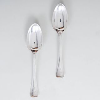 Pair of George I Rat Tail Spoons