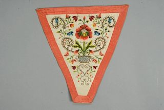 EMBROIDERED STOMACHER, EUROPEAN, SECOND QUARTER 18th C.