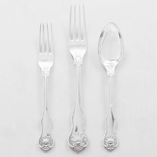 J. Wagner & Son Silver Part Flatware in the 'Shell' Pattern