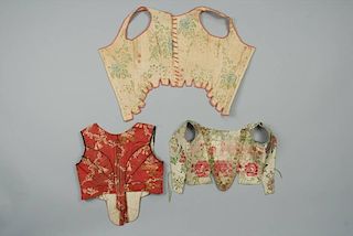 SILK BROCADE STAYS and BODICES, ITALIAN, 18th and 19th C.